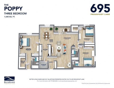 the poppy three bedroom floor plan
